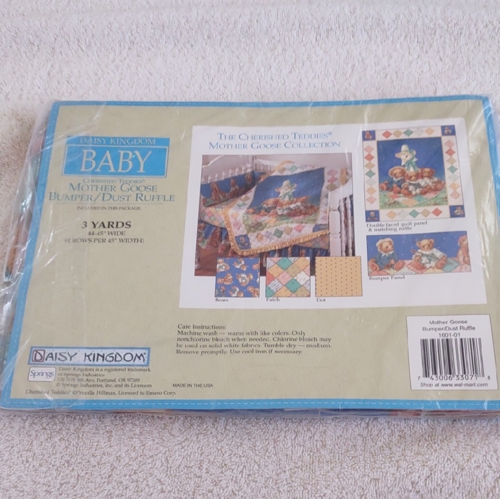 Daisy Kingdom Cherished Teddies Mother Goose Dust Ruffle Fabric Panel 3Yds